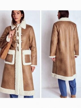 NWT Boden Borg Duffel Winter Coat in Sherpa Fleece 8 M